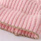 Pink cross cable knit pom pom beanie hat baby toddler adult