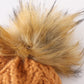 Camel cross cable knit pom pom beanie hat baby toddler adult