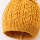 Mustard cable knit pom pom beanie hat baby toddler adult