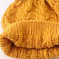 Mustard cable knit pom pom beanie hat baby toddler adult