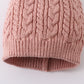 Dust rose cable knit pom pom beanie hat baby toddler adult