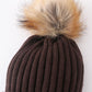 Brown knit pom pom beanie hat baby toddler adult