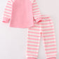 pink stripe girl pajamas set