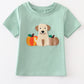 Green dog pumpkin french knot boy top