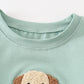 Green dog pumpkin french knot boy top