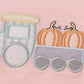 Beige train pumpkin applique girl bubble