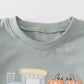 Green train pumpkin applique boy top