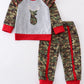 Camouflage print deer applique girl set