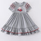 Grey baseball applique ruffle dress