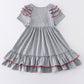 Grey baseball applique ruffle dress