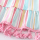 Pink stripe smocked strap dress