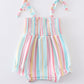 Pink stripe smocked strap girl bubble