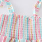 Pink stripe smocked strap girl bubble