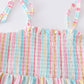 Pink stripe smocked strap girl set