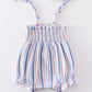 Blue stripe smocked strap girl bubble