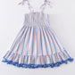 Blue stripe smocked strap dress