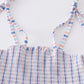 Blue stripe smocked strap dress