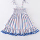 Blue stripe smocked strap dress