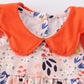 Orange floral print baby bloomers set