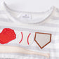 Gray stripe baseball applique girl set