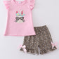 Pink bunny applique ruffle girl set