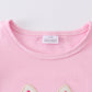 Pink bunny applique ruffle girl set