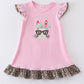 Pink bunny applique ruffle dress