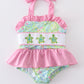 Lily print turtle embroidery girl 1pcs swimwear