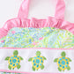 Lily print turtle embroidery girl 1pcs swimwear