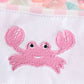 Pink floral print crab embroidery girl swimsuit