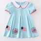 Blue patriotic flag embroidery dress