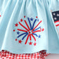 Blue patriotic flag embroidery girl bubble