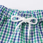 Green whale embroidery plaid boy trunks