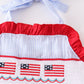 Patriotic flag embroidery smocked seersucker 2pc girl swimsuit