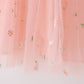 Pink strap daisy embroidery tulle dress