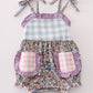 Purple floral print ruffle girl bubble