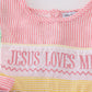 Easter seersucker Jesus loves me embroidery dress