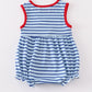 Blue stripe back to school embroidery girl bubble