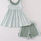 Green gingham girl ruffle set