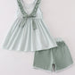 Green gingham girl ruffle set