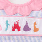 Seersucker castle embroidery 2pc girl swimsuit