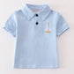 Blue sailboat embroidery boy shirt