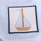 Blue seersucker sailboat embroidery boy swim trunks