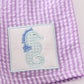 Purple seersucker seahorse embroidery boy swim trunks