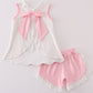 Pink ballet shoes applique girl set