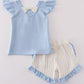 Blue you are my sunshine applique girl set