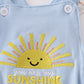 Blue you are my sunshine applique girl bubble