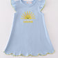 Blue you are my sunshine applique girl dress