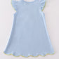 Blue you are my sunshine applique girl dress