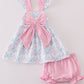 Blue bow tie print girl bloomer set